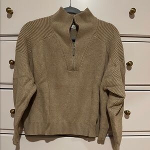 Mango Women’s Tan Zip-Up Sweater